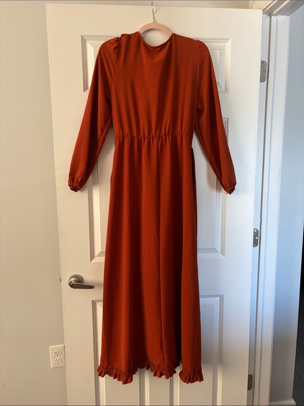Simplee Apparel Rust Ruffle Wrap Maxi Dress - Picture 3 of 3